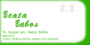 beata babos business card